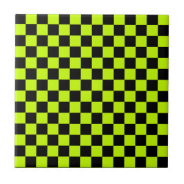 Azulejo Acid green black checkerboard pattern