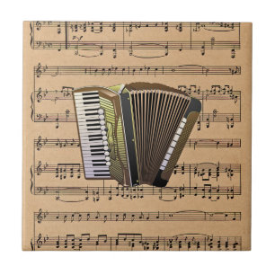 Azulejo Acordeón con el fondo de la partitura