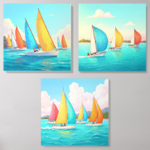Color en el Viento – Arte de Velero en Tríptico |