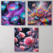 Diseños florales cósmicos Trippy
