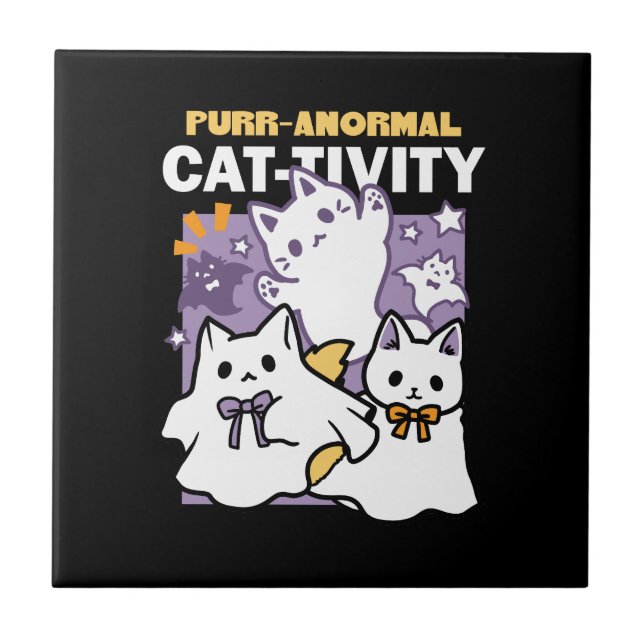 Azulejo Actividad purranormal para gatos - Diseño de gatos (Frente)