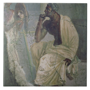 Azulejo Actor y máscara, de la casa del poeta trágico,