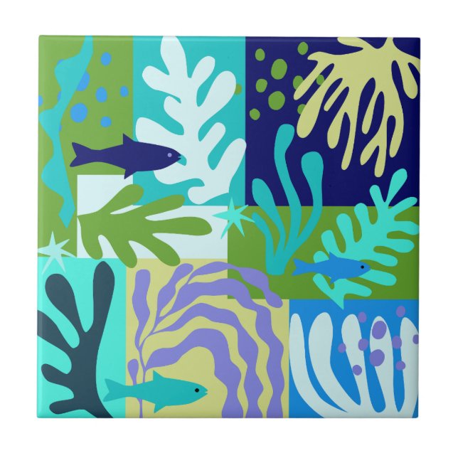 Azulejo Acua: Papel acuático inspirado en la matissa (Frente)