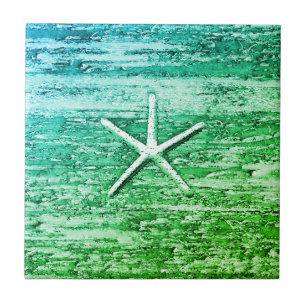Azulejo Acuarela azulverde del Driftwood de las estrellas