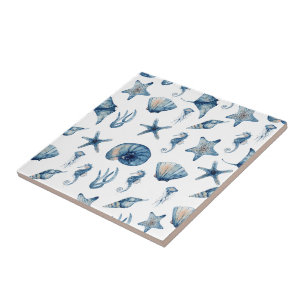 Azulejo Acuarela bajo el patrón marino