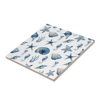 Azulejo Acuarela bajo el patrón marino