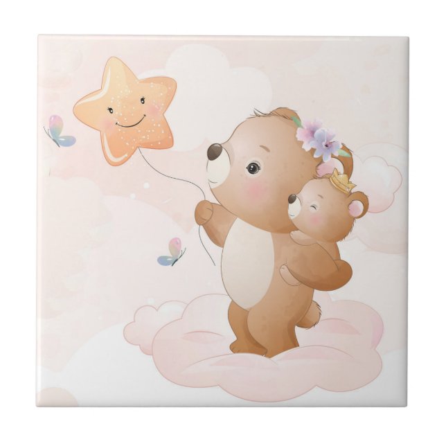 Azulejo Acuarela Cuco Arcoiris Ratón Animal Arte Cerámico  (Frente)