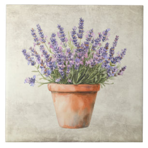 Azulejo Acuarela de agua de lavanda rústica
