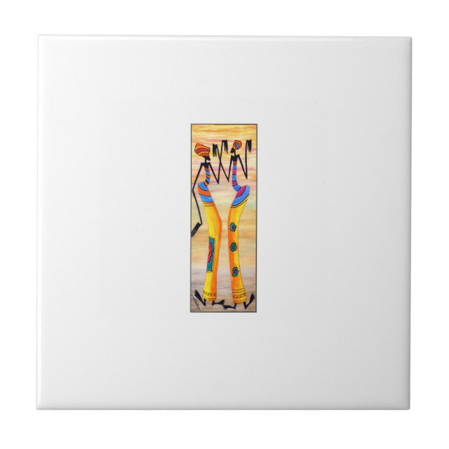 Azulejo acuarela de arte africano asombroso baile (Frente)
