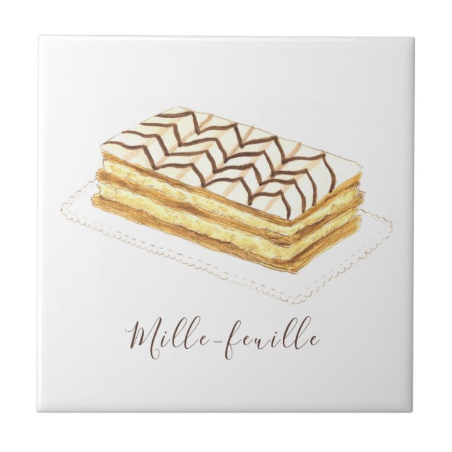 Azulejo Acuarela de bollería de Mille-feuille (Frente)