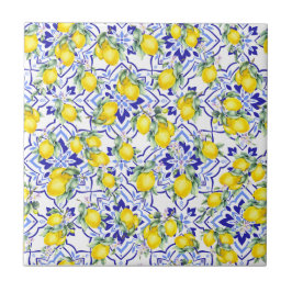 Azulejo Acuarela de estilo francés campestre en azul limón