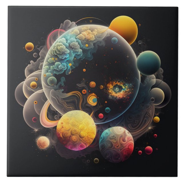 Azulejo Acuarela De Inspiración Espacial (Frente)