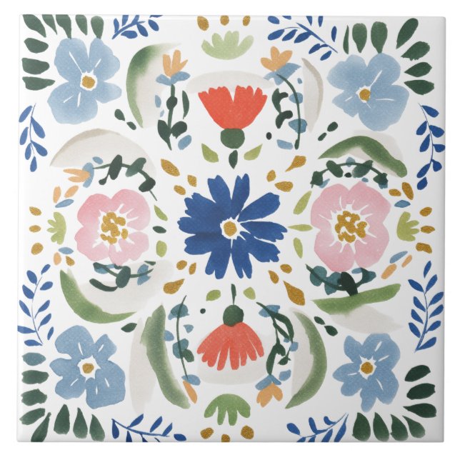 Azulejo Acuarela de Jardín Folclórico (Frente)