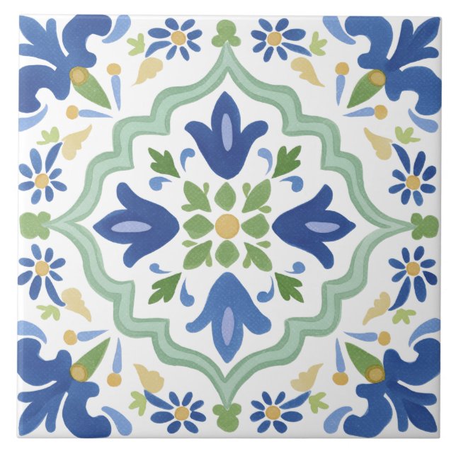 Azulejo Acuarela de jardín folklórico (Frente)