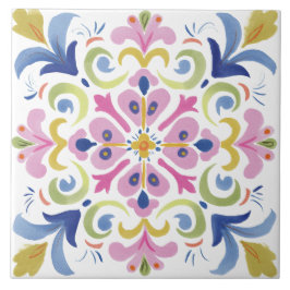 Azulejo Acuarela de jardín folklórico