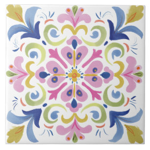 Azulejo Acuarela de jardín folklórico