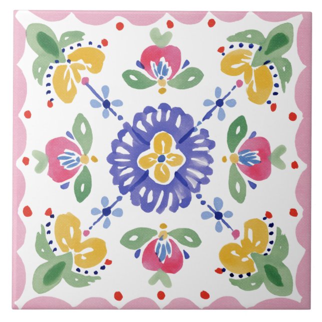 Azulejo Acuarela de jardín popular (Frente)