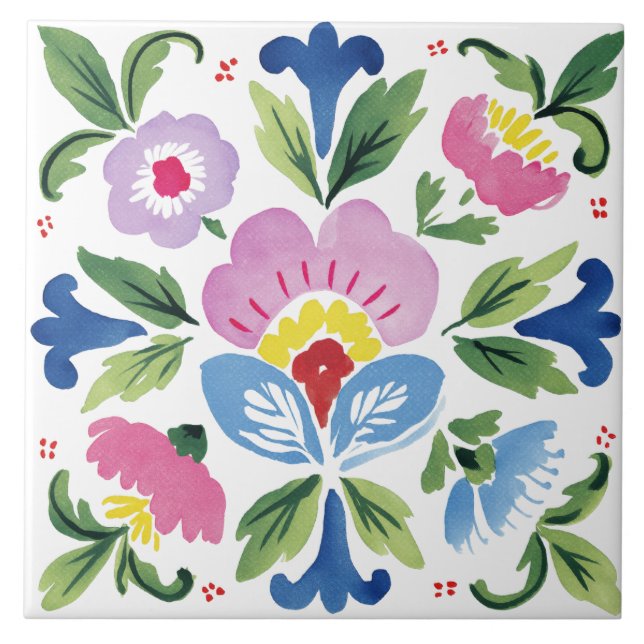 Azulejo Acuarela de jardín popular (Frente)