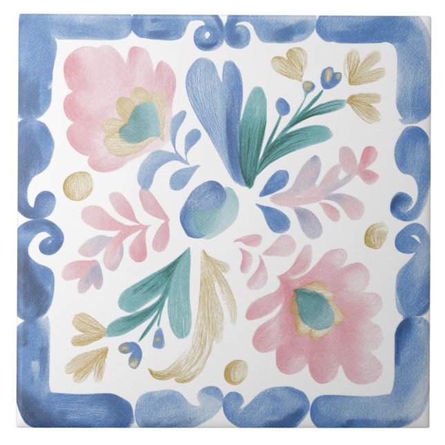 Azulejo Acuarela de jardín popular (Frente)