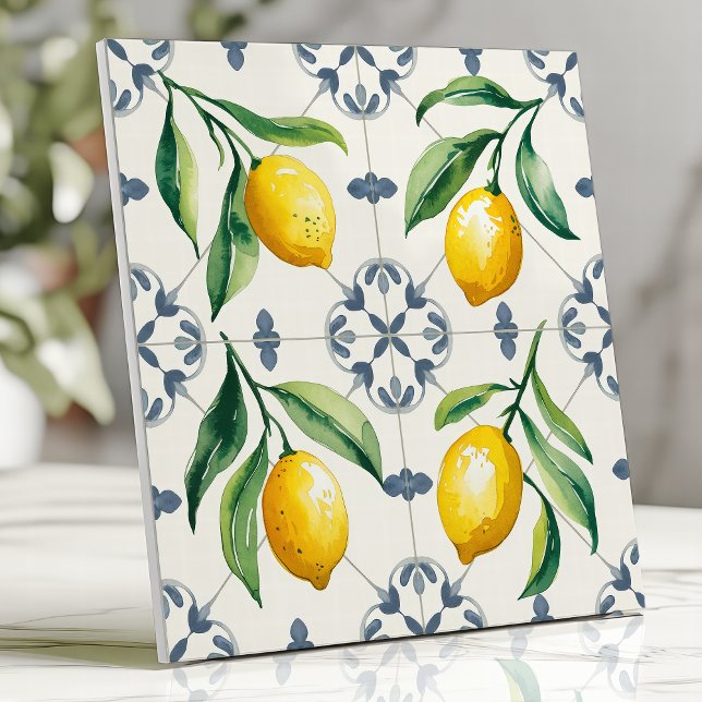 Azulejo Acuarela de limón siciliana mediterránea (Subido por el creador)