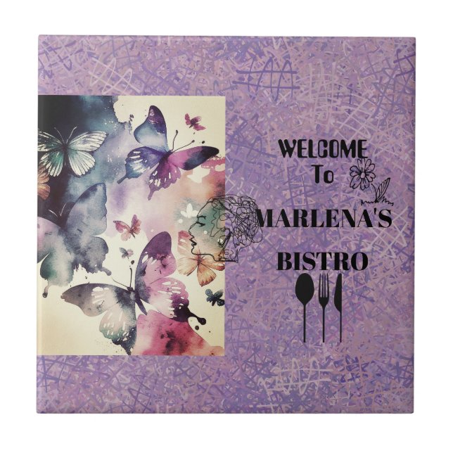 Azulejo Acuarela de mariposa (Frente)