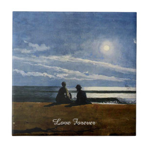 Azulejo acuarela de Winslow Homer, Luz de luna, Amor por s