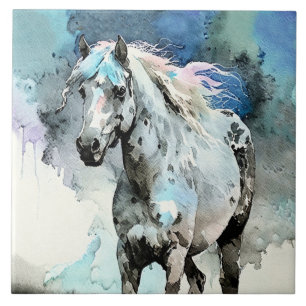 Azulejo Acuarela de yegua Appaloosa juguetona