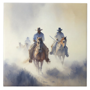 Azulejo Acuarela del Oeste Polvorienta “Posse - La Persecu