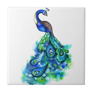 Azulejo Acuarela del pavo real