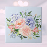 Azulejo Acuarela Floral de Primavera Hydrangea Peonía Rosa<br><div class="desc">Lleva la belleza de la primavera a tu espacio con nuestra baldosa cerámica de Acuarela Floral de Primavera Hydrangea Peonía Rosa Azul. ¡Perfecta para los amantes de las flores y la naturaleza!</div>