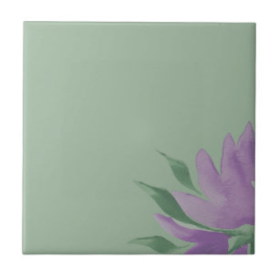 Azulejo Acuarela Floral Elegante Lila Púrpura