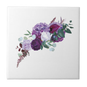Azulejo Acuarela Floral Lilac y Morado Botánico