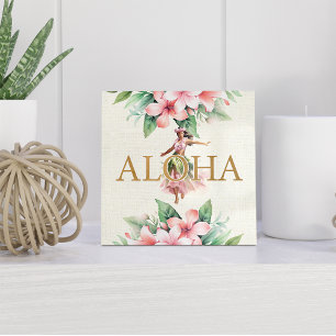 Azulejo Acuarela Hula Chica Aloha Hawái Tile Cerámico