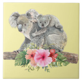 Azulejo Acuarela Koala Bears Cuece Mamá Y Bebé