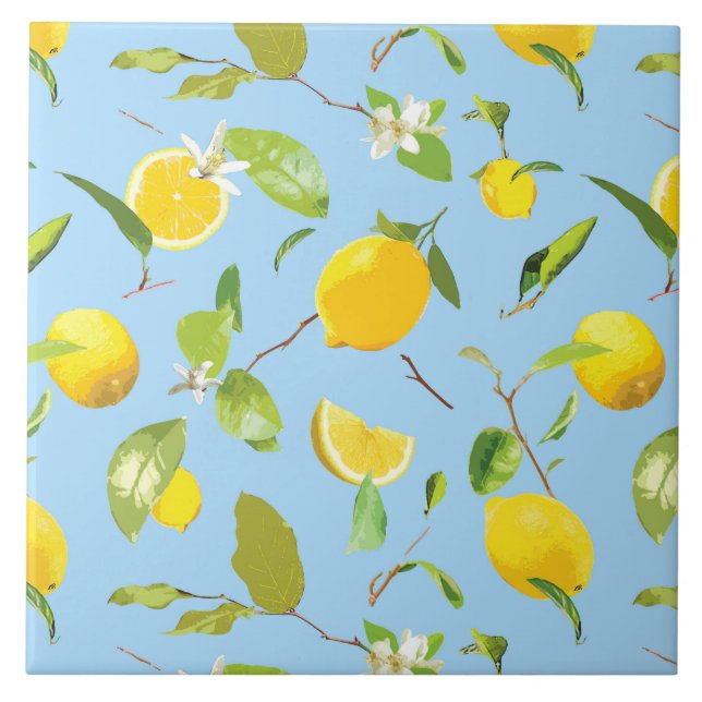 Azulejo Acuarela Limón y Hojas 3 (Frente)