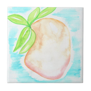 Azulejo Acuarela Mango Pintado a Mano Tropical Cocina   