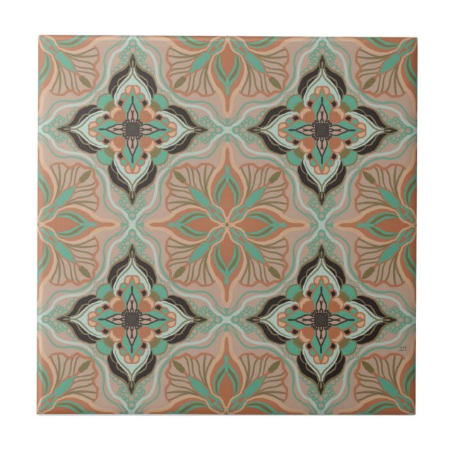 Azulejo Acuarela Marroquí Pastel Floral Tile (Frente)
