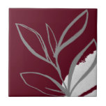 Azulejo Acuarela moderna Botánica<br><div class="desc">El diseño moderno presenta un diseño botánico artístico minimalista de acuarela en una paleta de colores burdeos y grises. Un diseño sencillo y moderno,  uno de una colección de coordinación.</div>