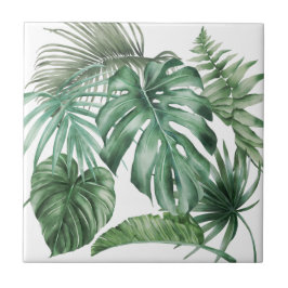 Azulejo Acuarela moderna Hojas tropicales de Monstera