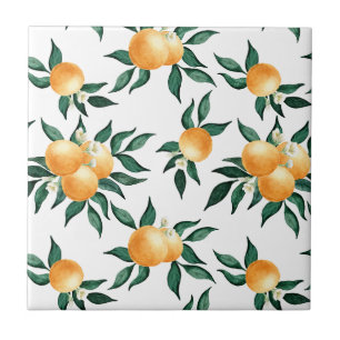 Azulejo Acuarela Naranja Cítrico Botánico Soleado