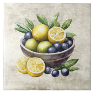 Azulejo Acuarela Olivos Limones Limas Textura Falsa
