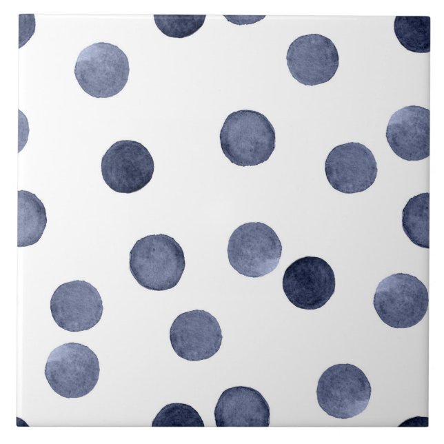 Azulejo Acuarela. Punto de polka azul. (Frente)