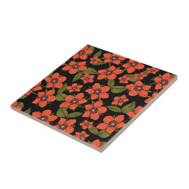 Azulejo Acuarela rojo verde púrpura Scarlet Pimpernel