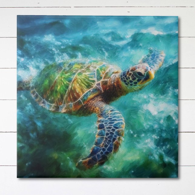 Azulejo Acuarela Tortuga de mar Natación (Subido por el creador)