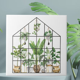 Azulejo Acuarela Verde Tropical Jardinería