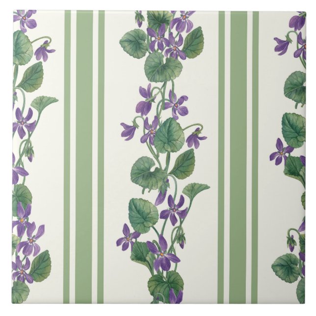 Azulejo Acuarela violetas y rayas (Frente)