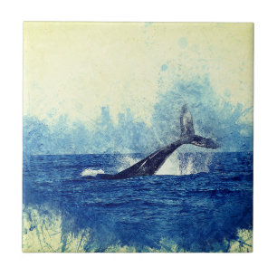 Azulejo acuarelas, azul de ballena oceánica