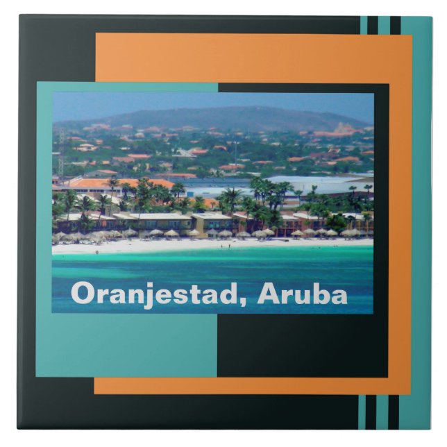Azulejo Acuarelas de Oranjestad, Aruba (Frente)