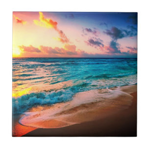 Azulejo Acuarelas, playa y mar, cielo