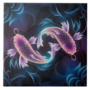Azulejo Acuario de peces exóticos coloridos y translúcidos